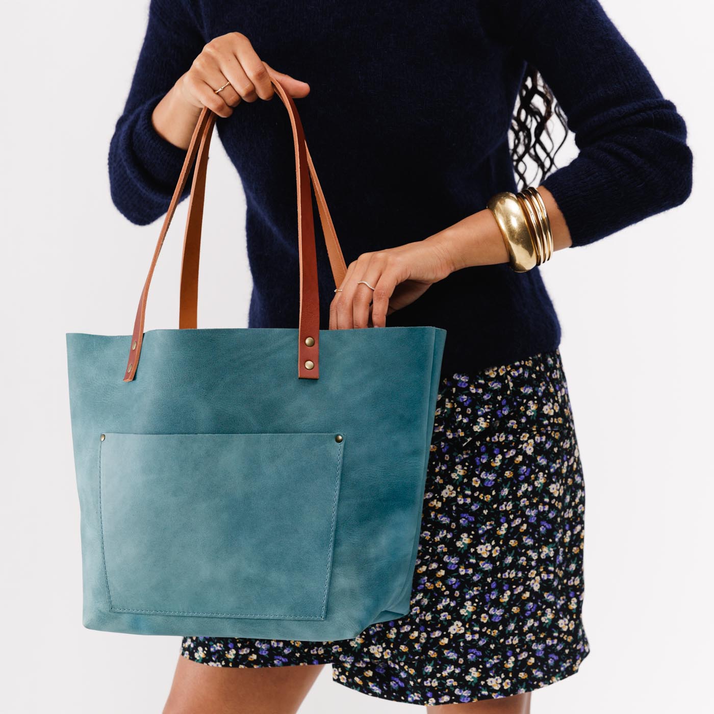 Limited Edition Handcrafted Leather Tote Bag with Pockets & Key Loop ...