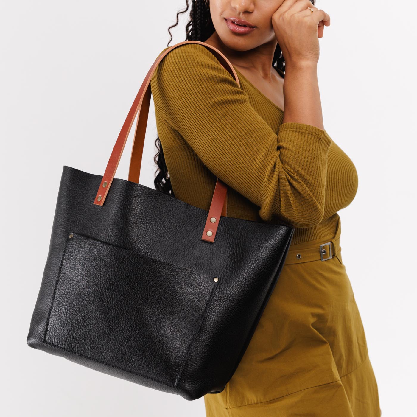Limited Edition Handcrafted Leather Tote Bag with Pockets & Key Loop ...