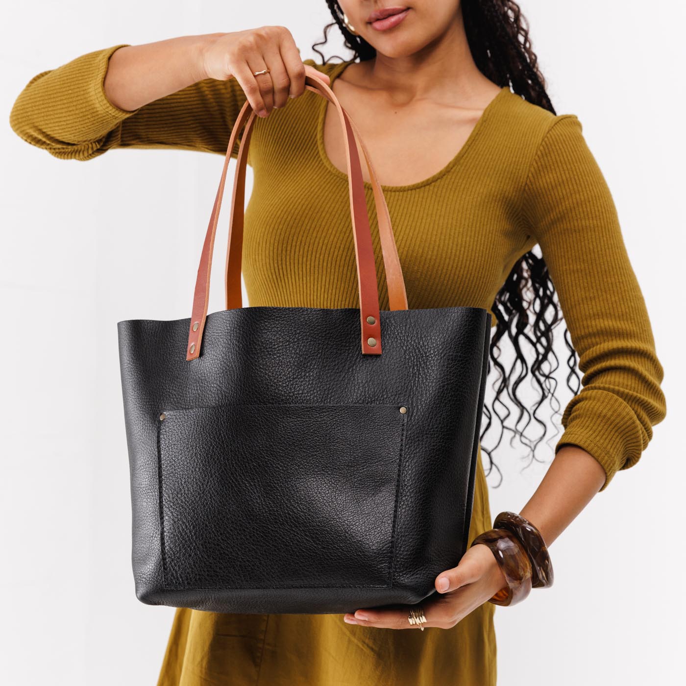 Limited Edition Handcrafted Leather Tote Bag with Pockets & Key Loop ...