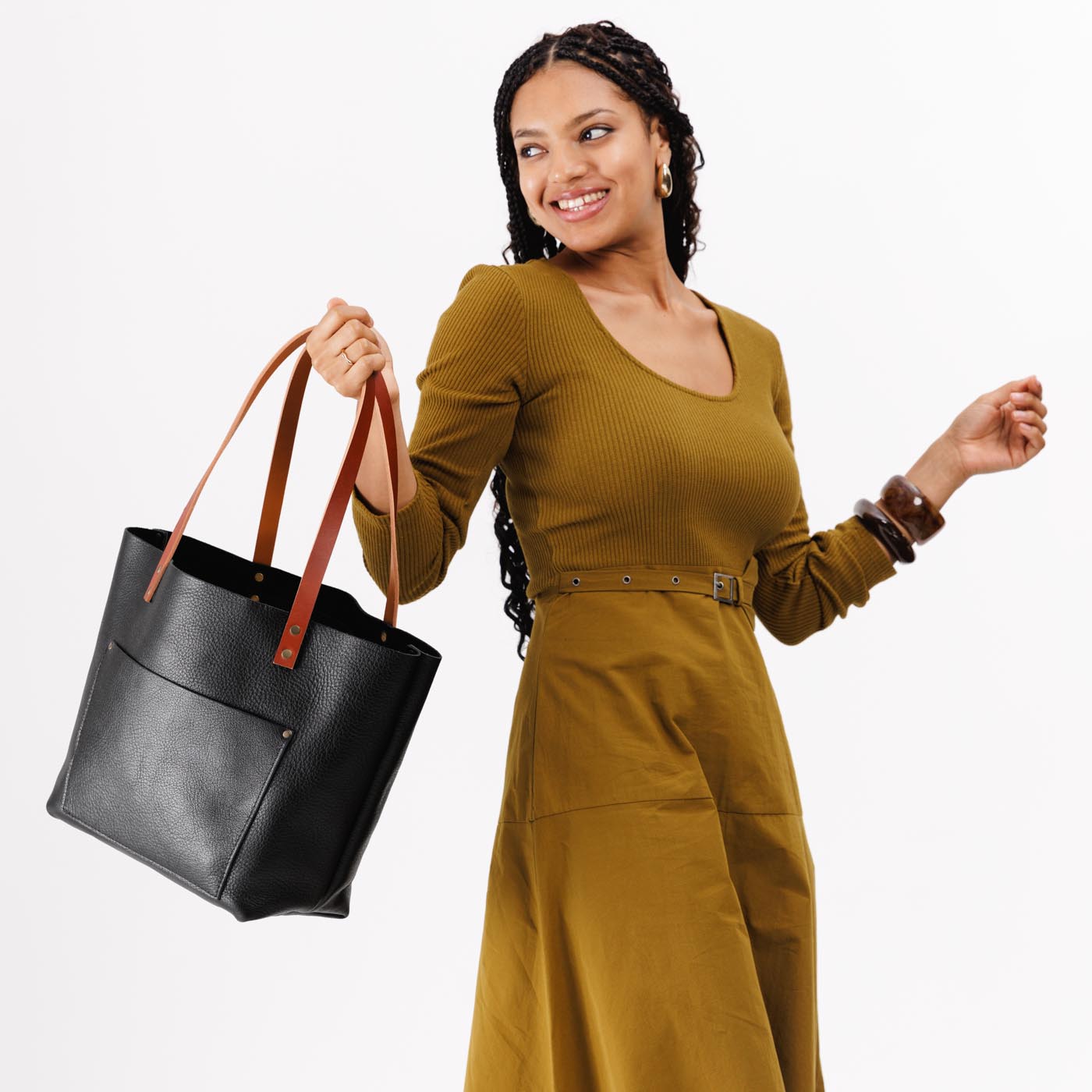 Limited Edition Handcrafted Leather Tote Bag with Pockets & Key Loop ...