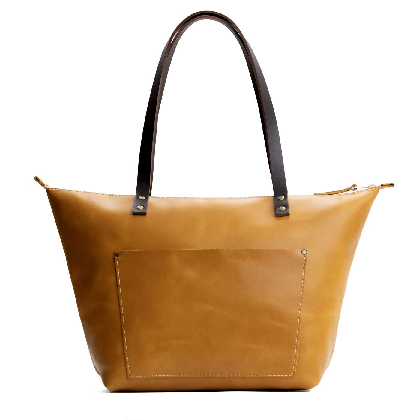Handcrafted Leather Tote Bag with Brass Rivets & Key Loop - Portland ...