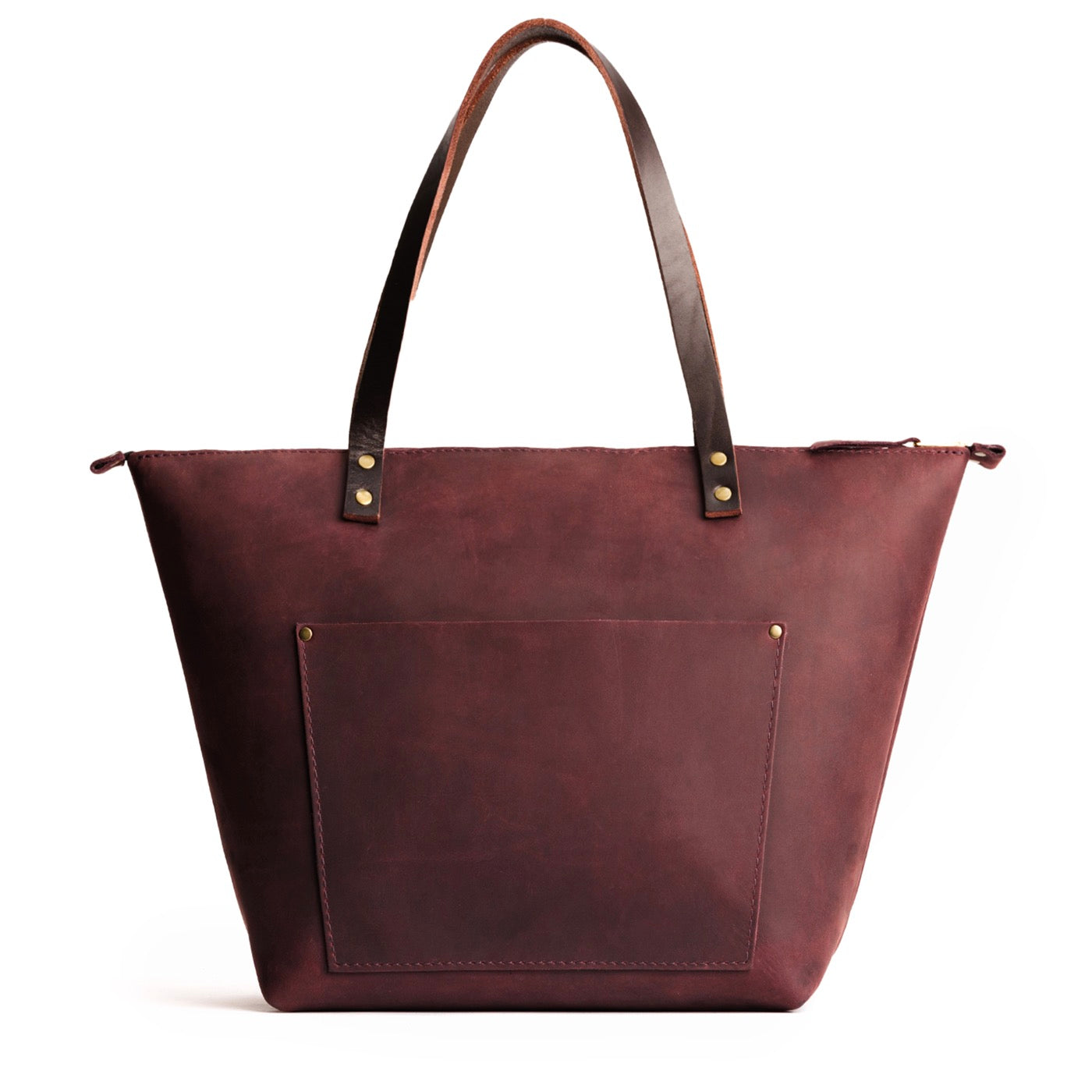Handcrafted Leather Tote Bag with Brass Rivets & Key Loop - Portland ...