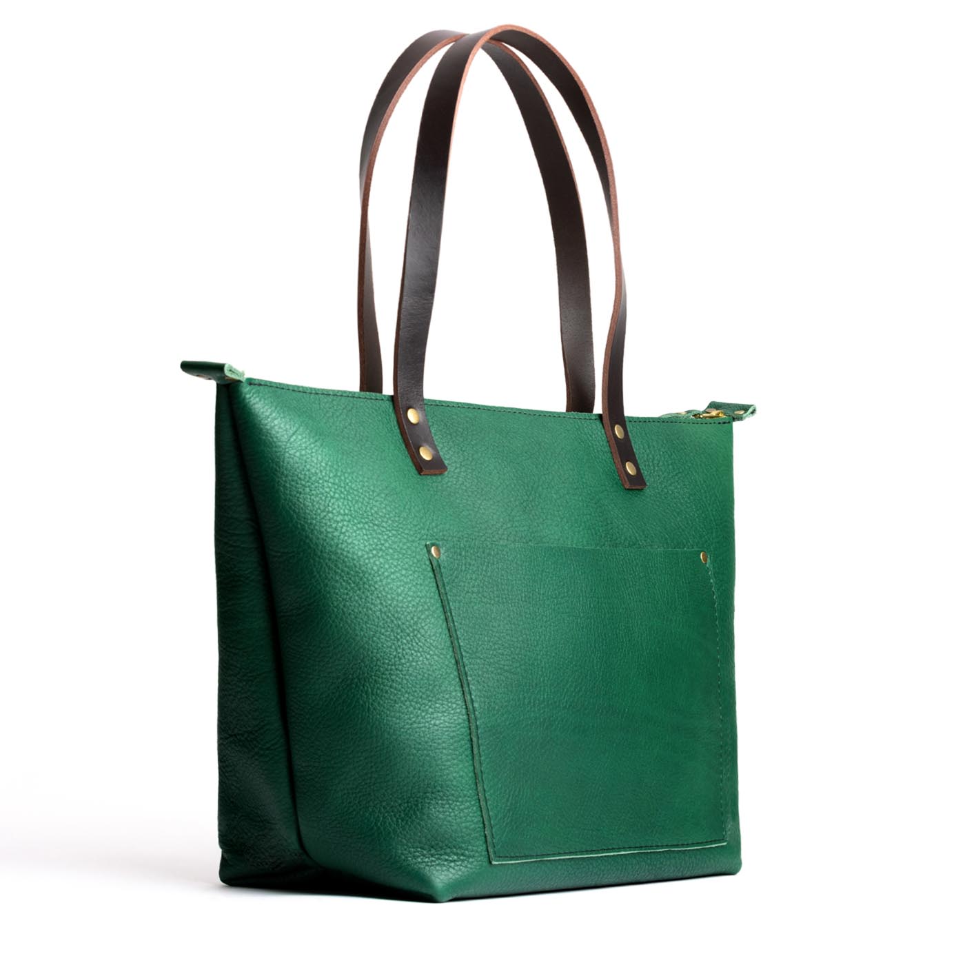 Handcrafted Leather Tote Bag with Brass Rivets & Key Loop - Portland ...