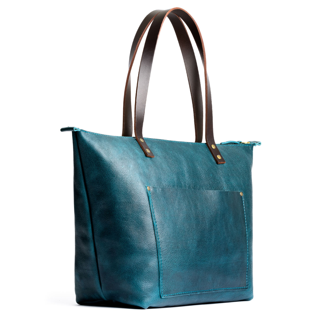 Handcrafted Leather Tote Bag with Brass Rivets & Key Loop - Portland ...