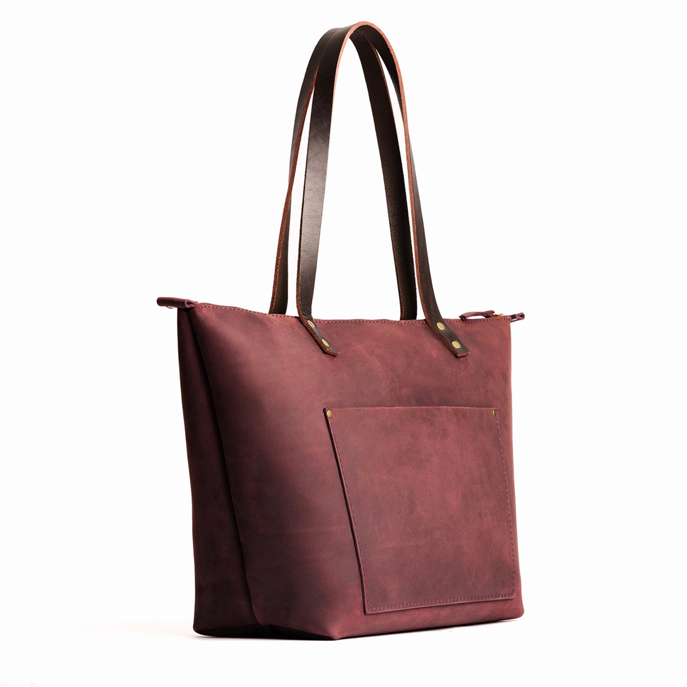 Handcrafted Leather Tote Bag with Brass Rivets & Key Loop - Portland ...