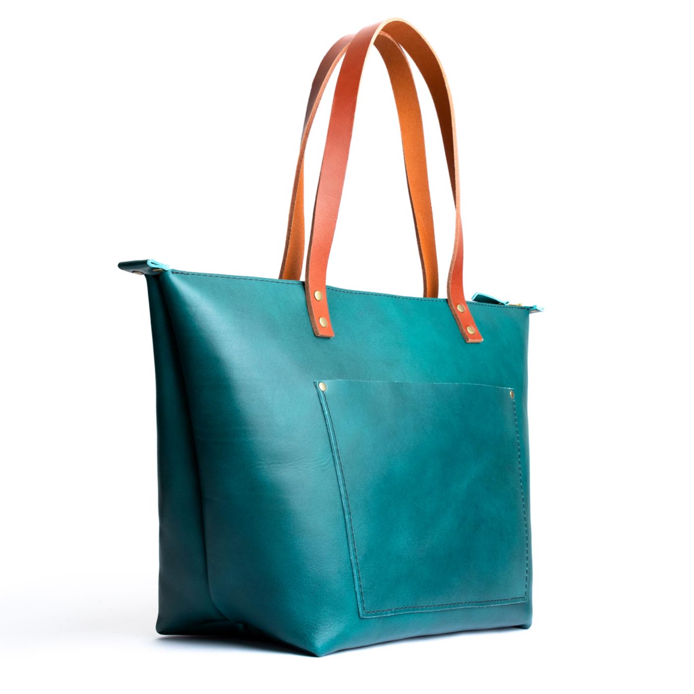 Handcrafted Leather Tote Bag with Brass Rivets & Key Loop - Portland ...