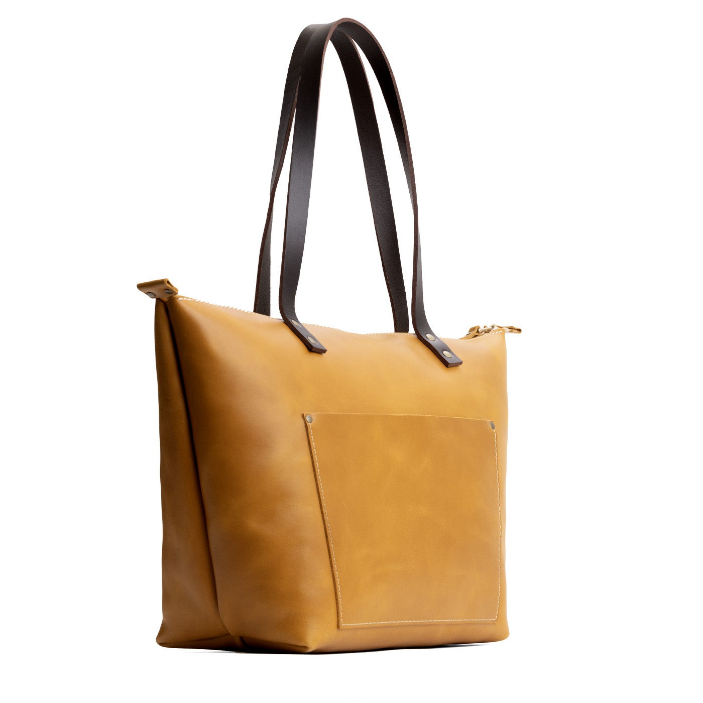 Handcrafted Leather Tote Bag with Brass Rivets & Key Loop - Portland ...