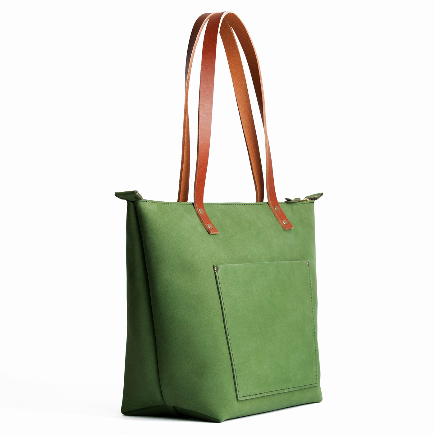 Handcrafted Leather Tote Bag with Brass Rivets & Key Loop - Portland ...