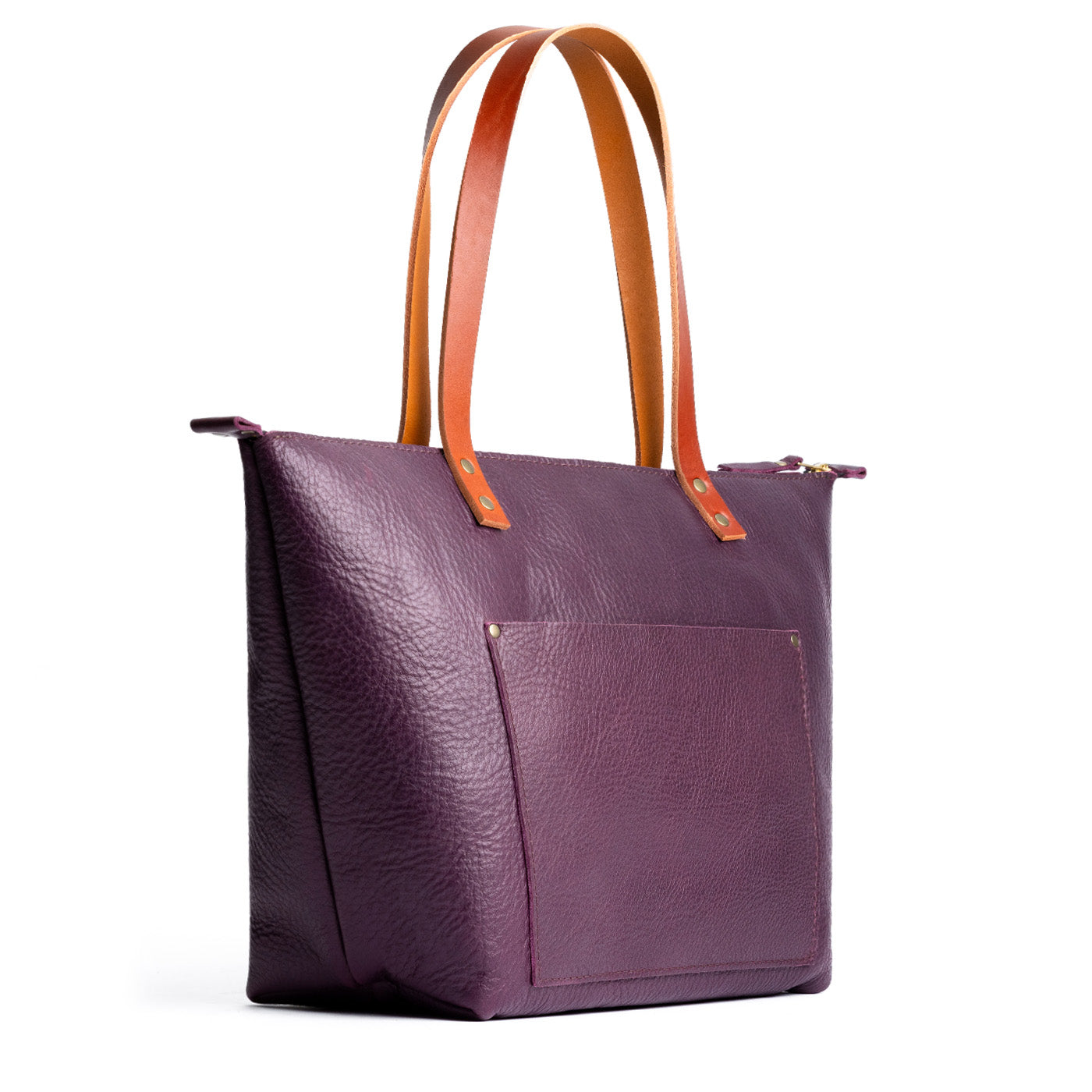 Handcrafted Leather Tote Bag with Brass Rivets & Key Loop - Portland ...