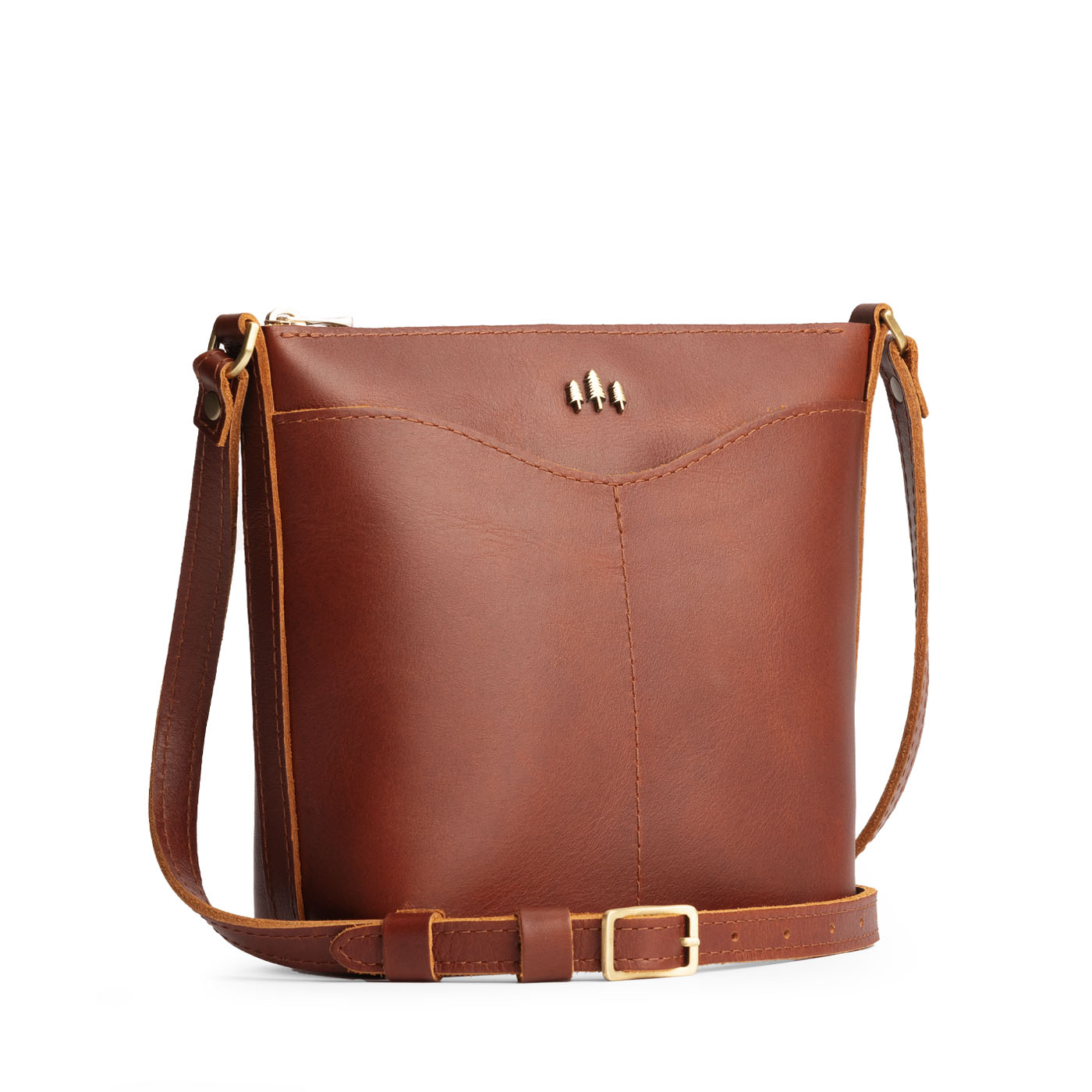 Portland Leather Cypress Side Bag with Pockets & Brass Emblem