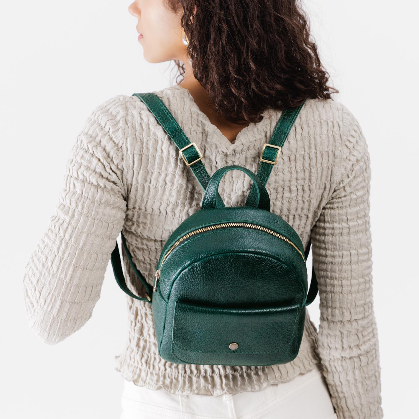 Portland Leather Snap Mini Backpack with Adjustable Straps & Zipper Closure