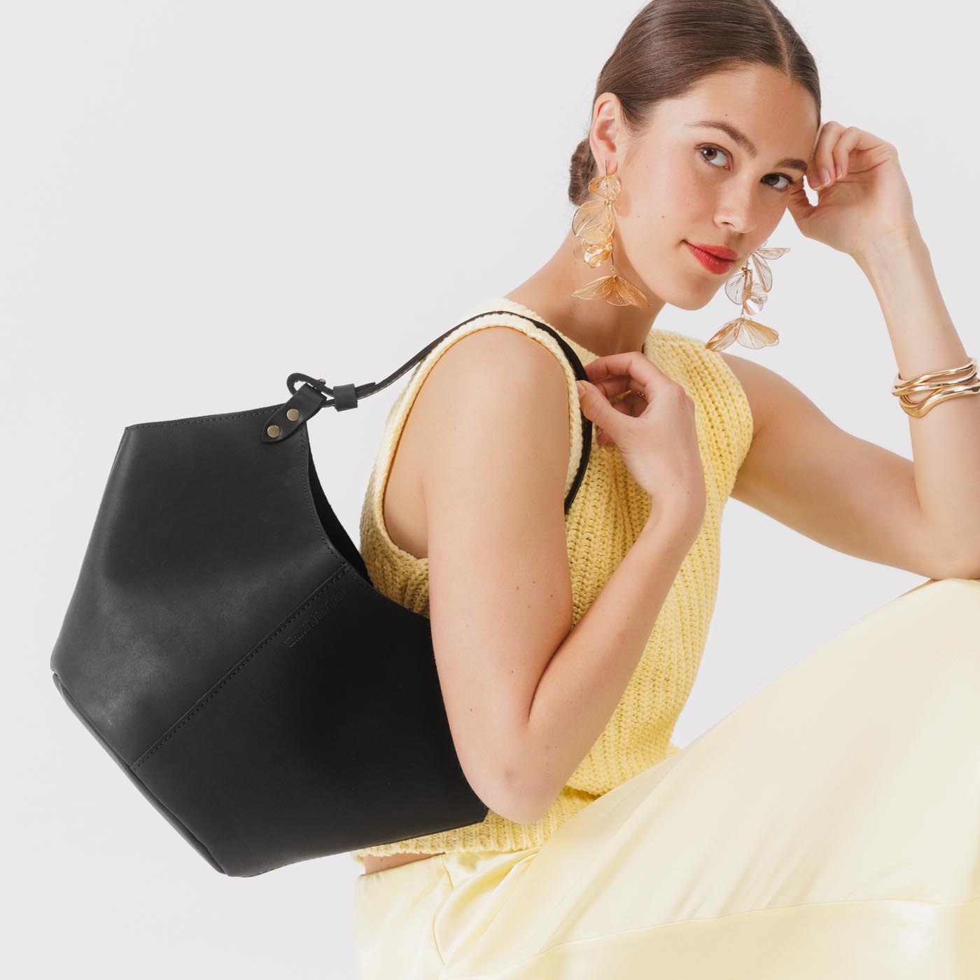 Leather Kangaroo Crossbody Bag with Adjustable Strap