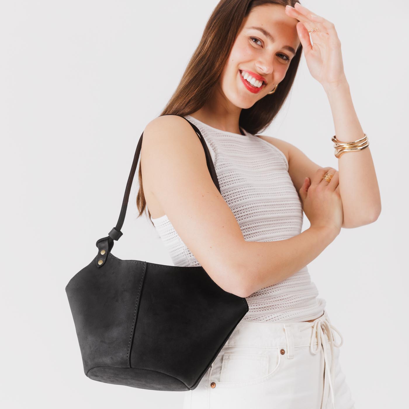 Leather Kangaroo Crossbody Bag with Adjustable Strap