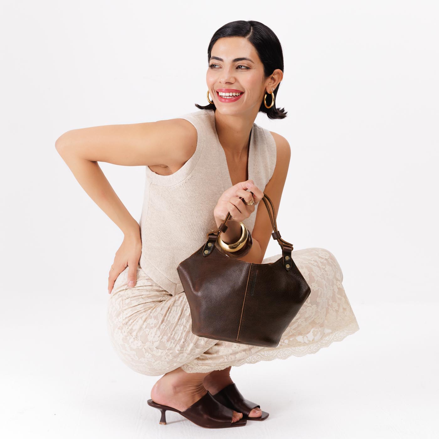 Leather Kangaroo Crossbody Bag with Adjustable Strap