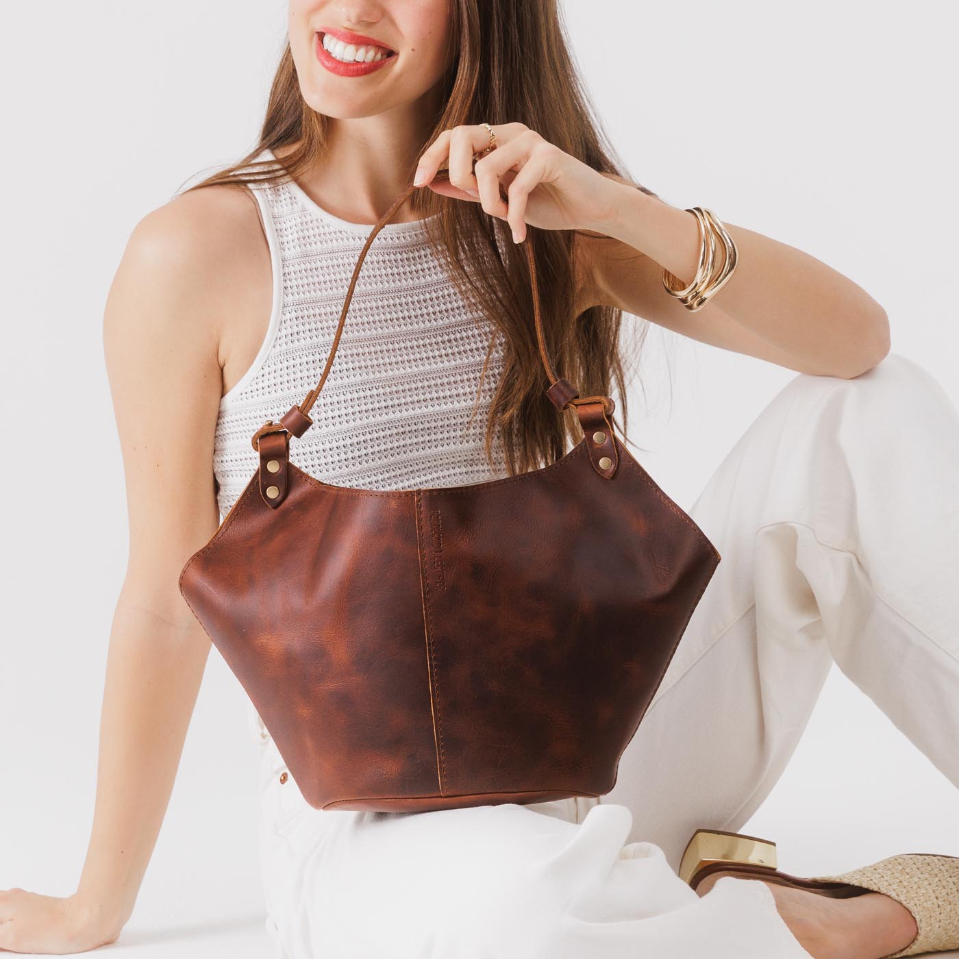 Leather Kangaroo Crossbody Bag with Adjustable Strap