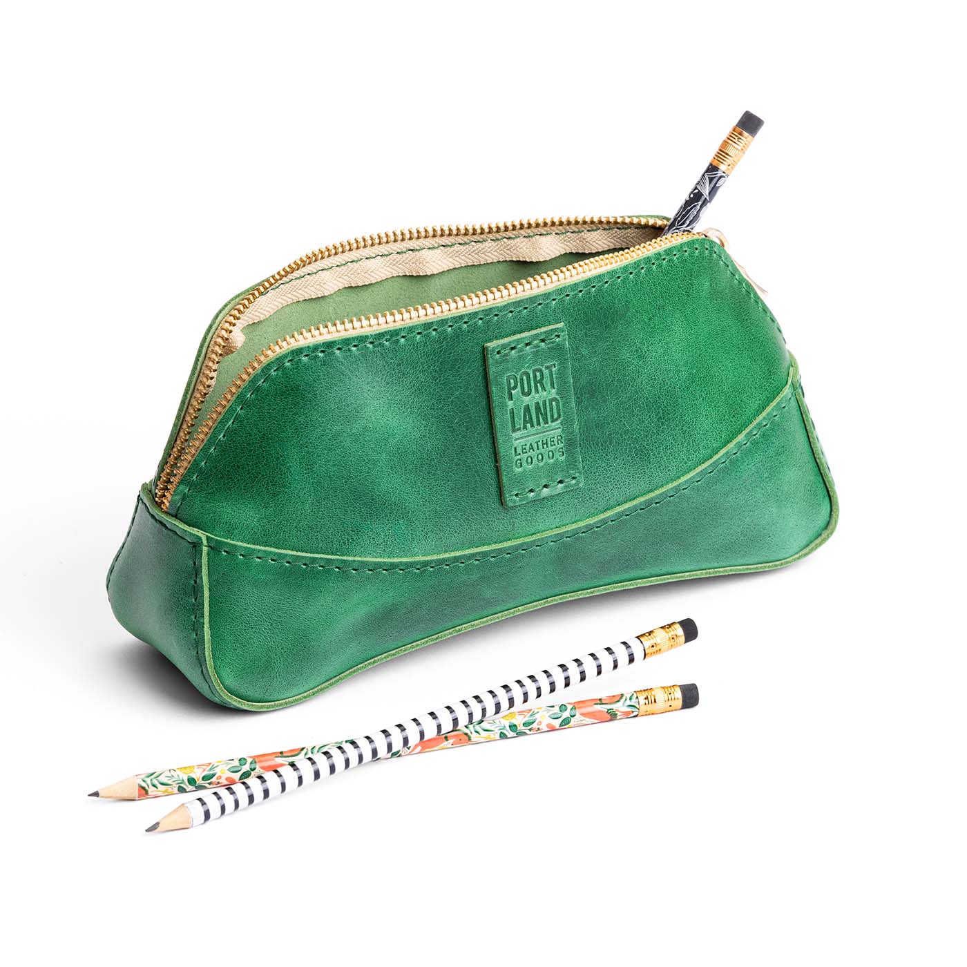 Handcrafted Leather Zipper Pouch - PLG Artisan Bag with Wide Opening