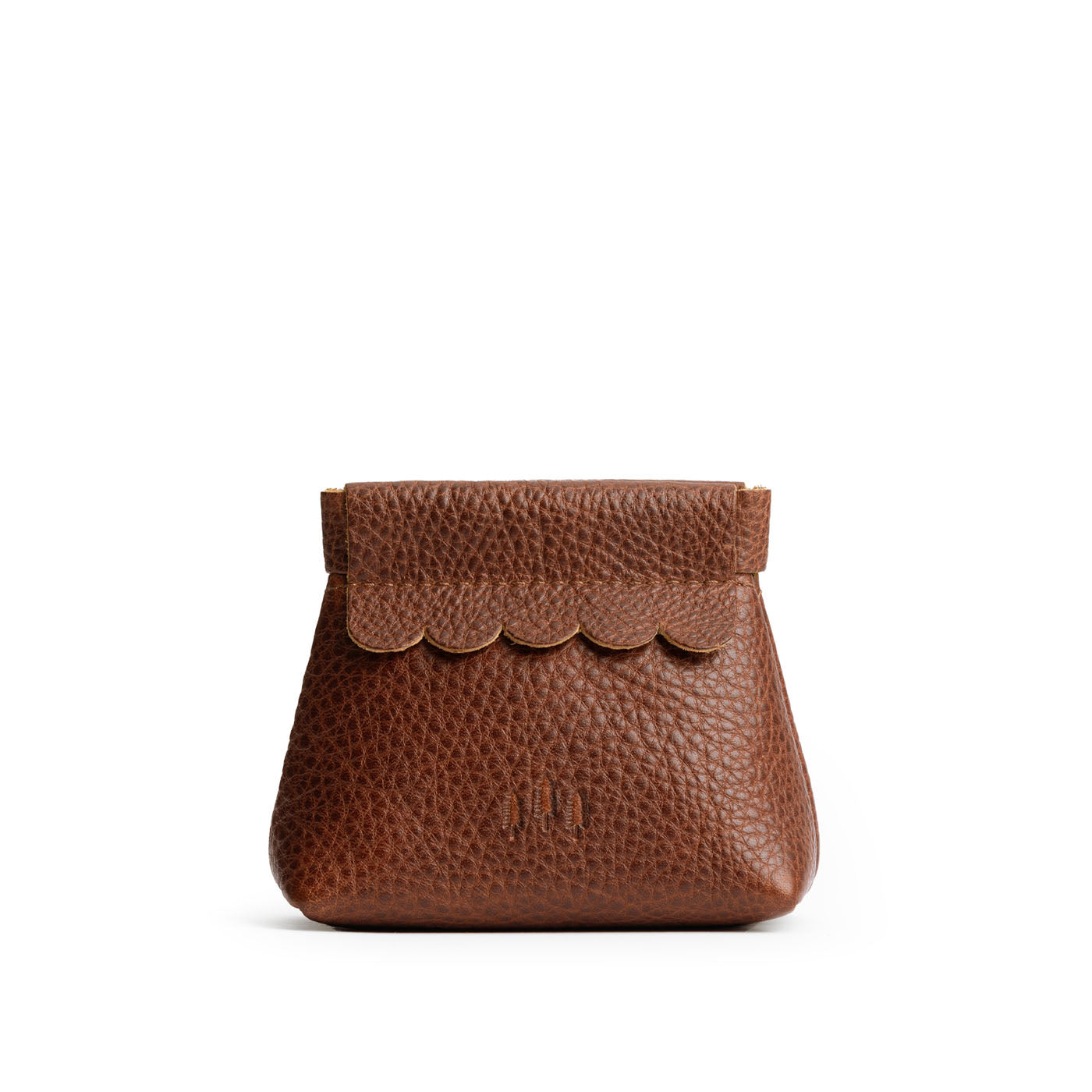 Small Leather Coin Pouch with Scalloped Detail - Stylish & Secure