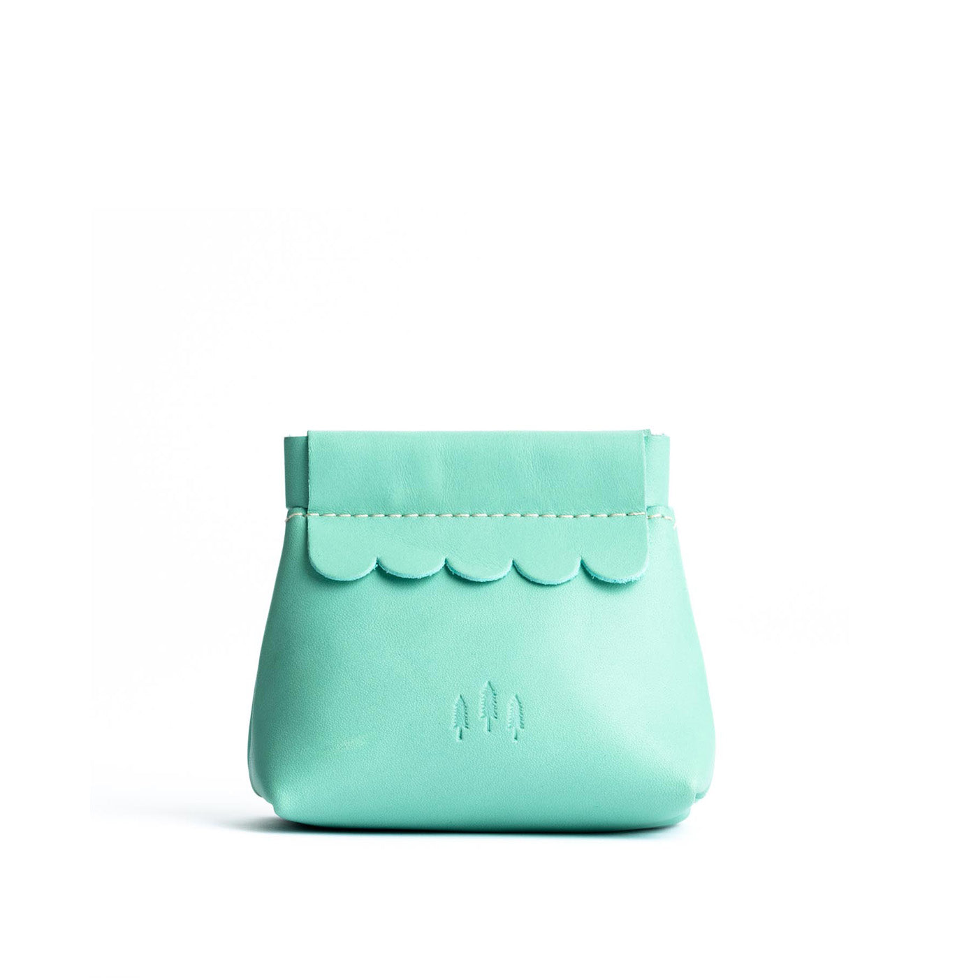 Small Leather Coin Pouch with Scalloped Detail - Stylish & Secure