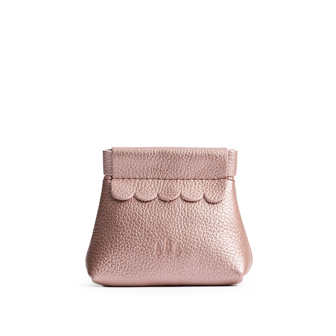 Small Leather Coin Pouch with Scalloped Detail - Stylish & Secure