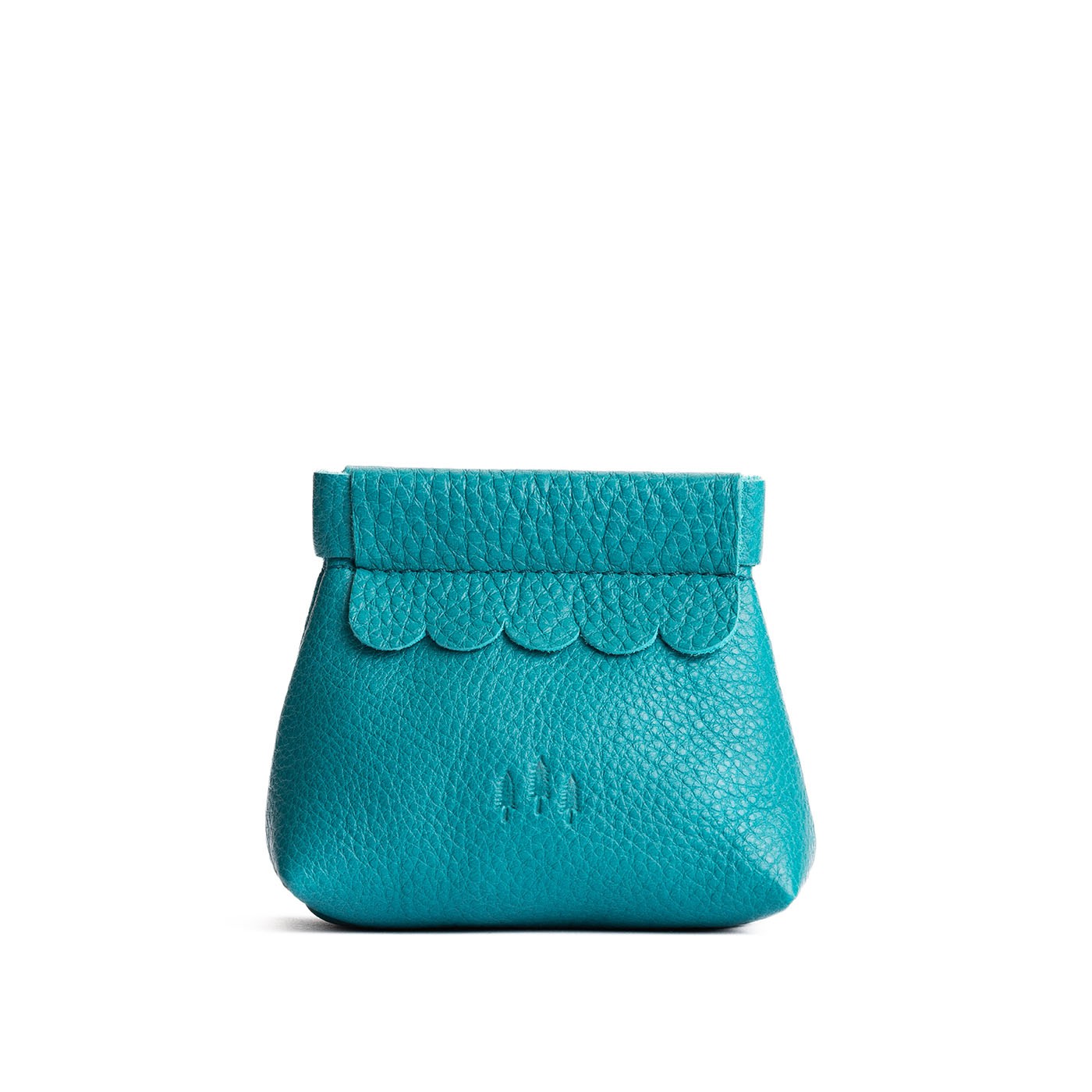 Small Leather Coin Pouch with Scalloped Detail - Stylish & Secure