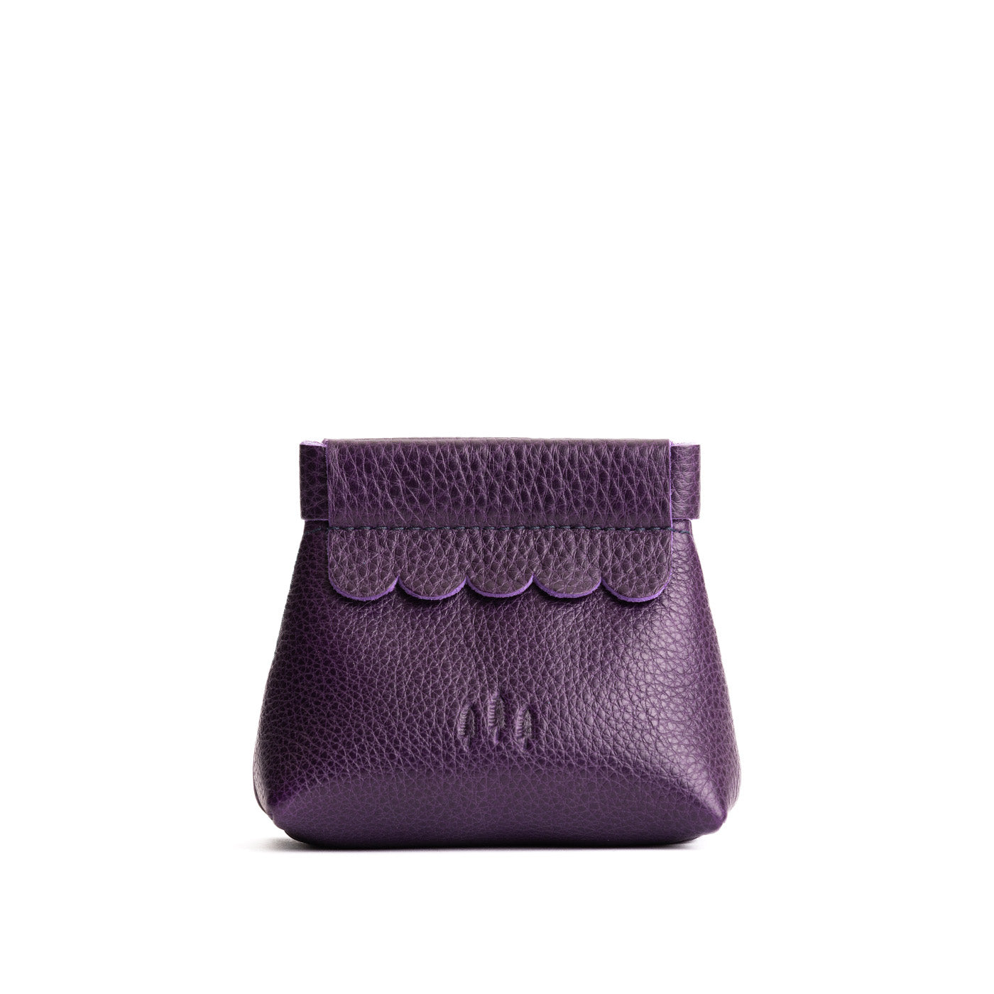 Small Leather Coin Pouch with Scalloped Detail - Stylish & Secure