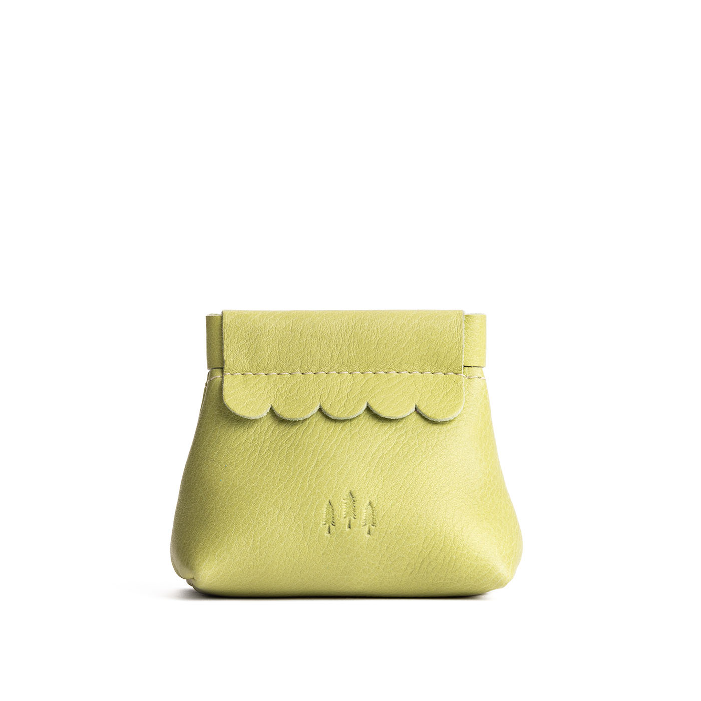 Small Leather Coin Pouch with Scalloped Detail - Stylish & Secure