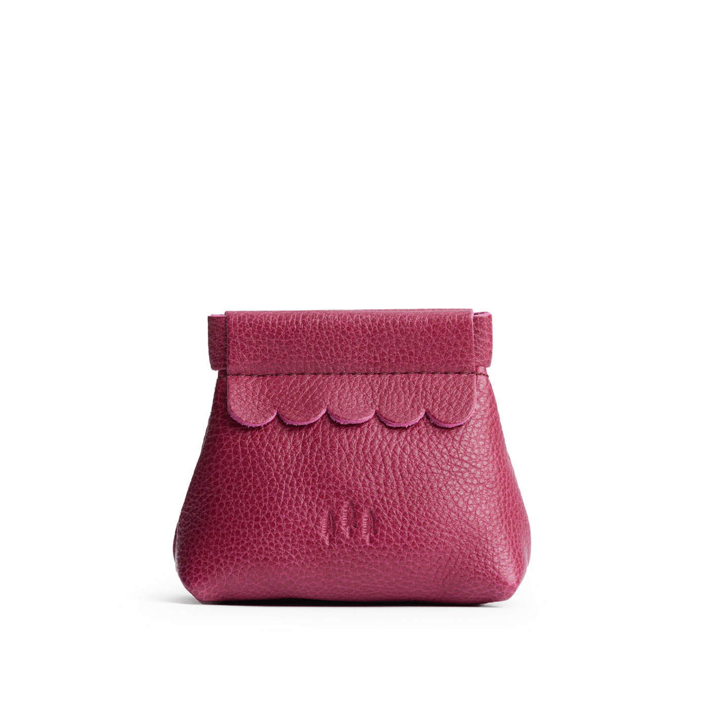 Small Leather Coin Pouch with Scalloped Detail - Stylish & Secure