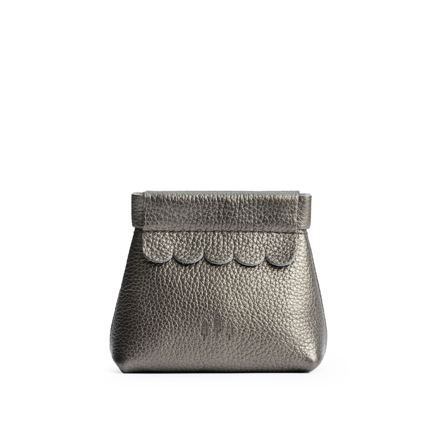 Small Leather Coin Pouch with Scalloped Detail - Stylish & Secure