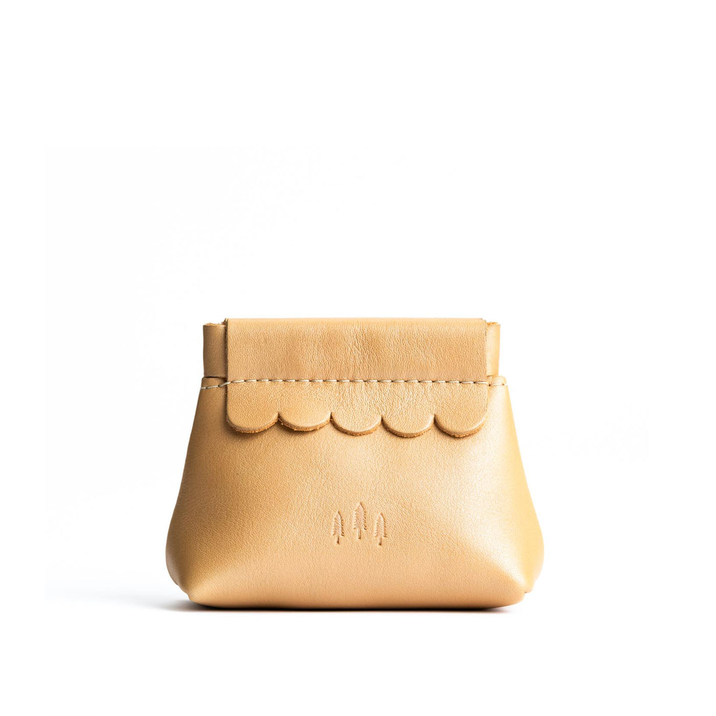 Small Leather Coin Pouch with Scalloped Detail - Stylish & Secure
