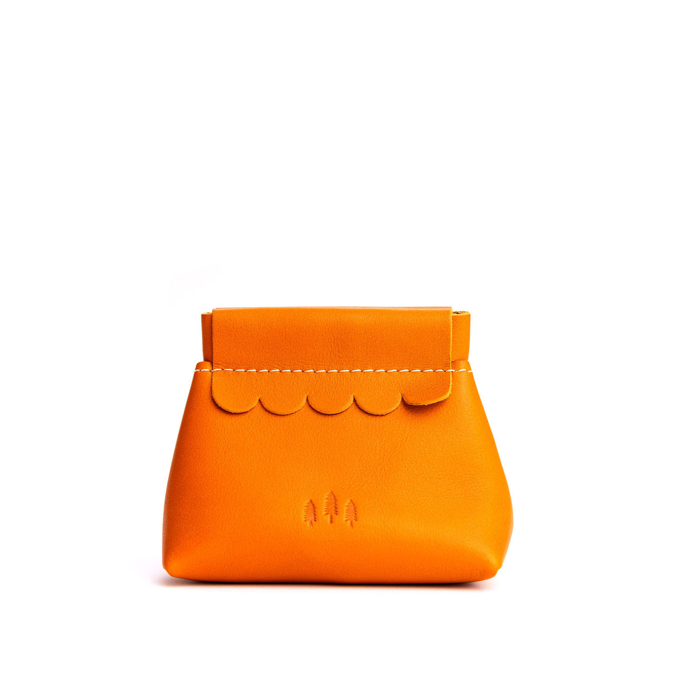 Small Leather Coin Pouch with Scalloped Detail - Stylish & Secure