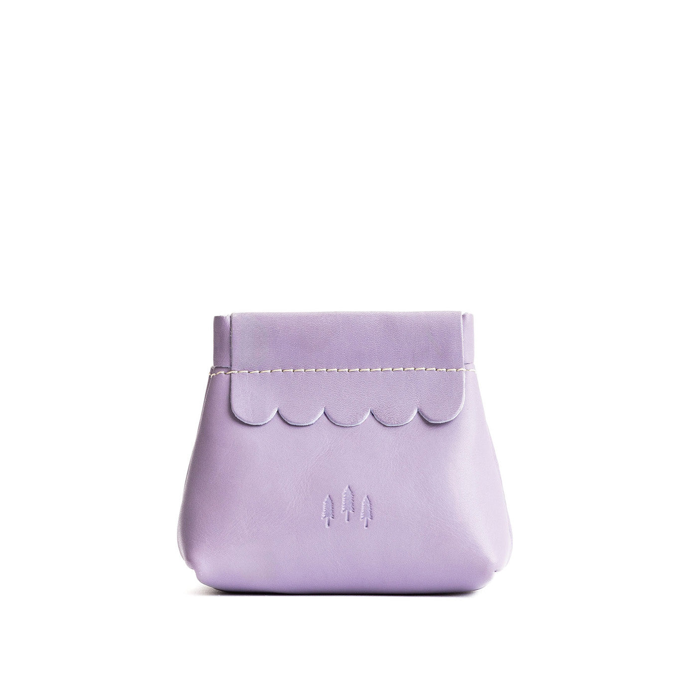 Small Leather Coin Pouch with Scalloped Detail - Stylish & Secure