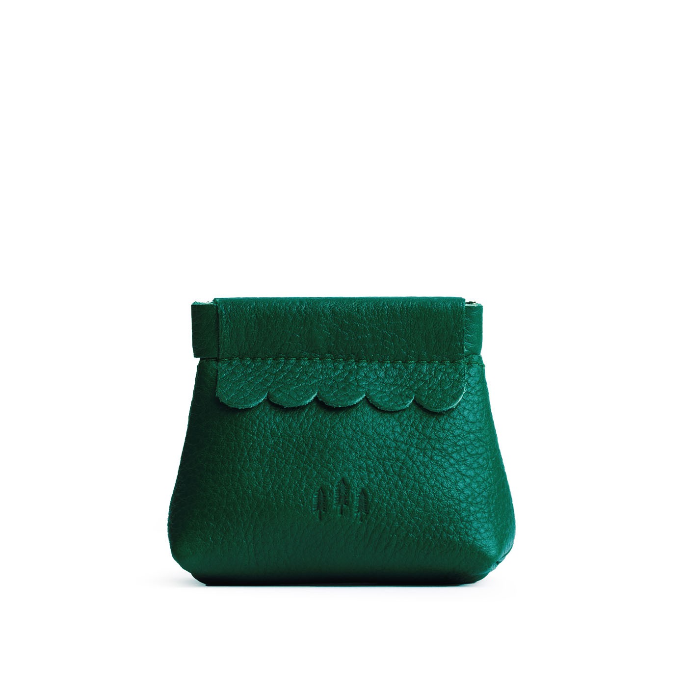 Small Leather Coin Pouch with Scalloped Detail - Stylish & Secure