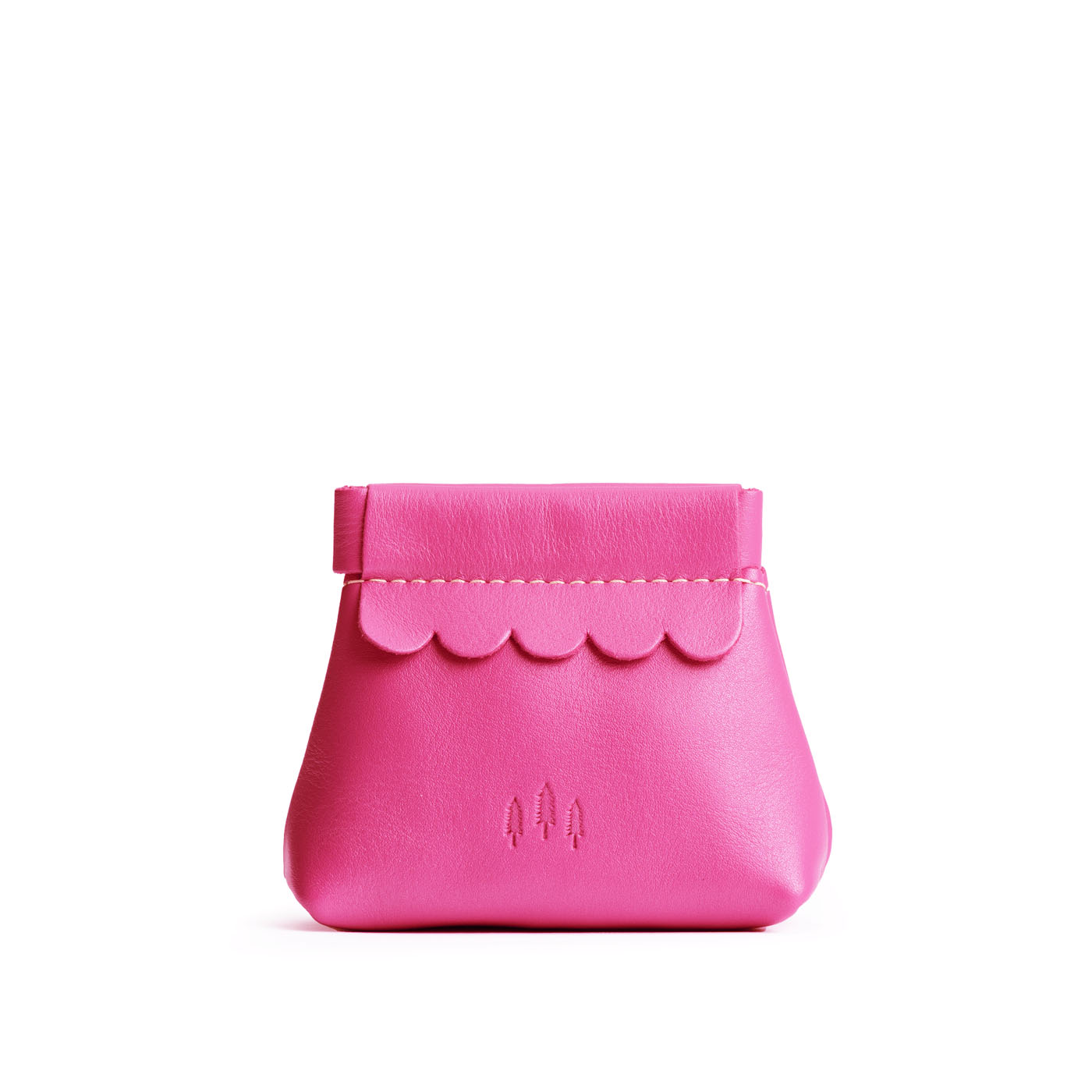 Small Leather Coin Pouch with Scalloped Detail - Stylish & Secure