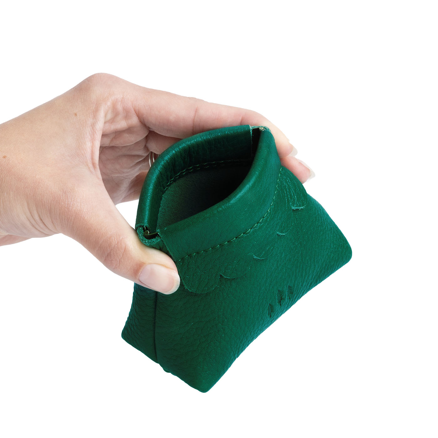 Small Leather Coin Pouch with Scalloped Detail - Stylish & Secure