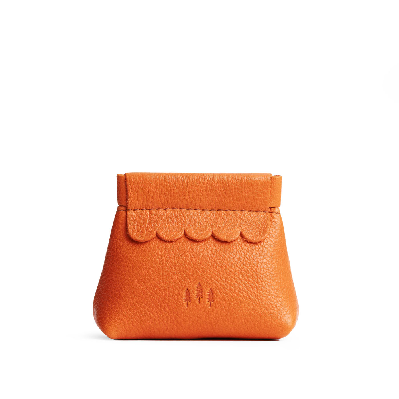 Small Leather Coin Pouch with Scalloped Detail - Stylish & Secure