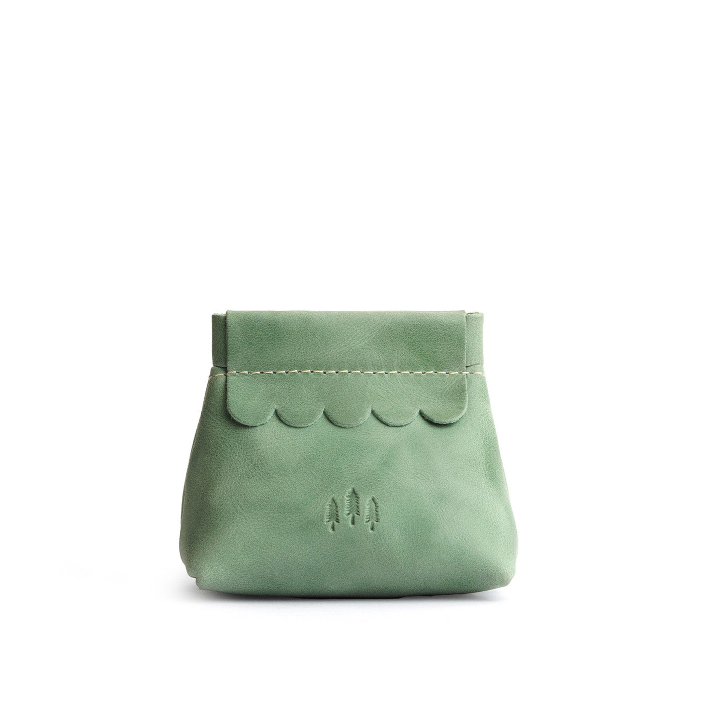 Small Leather Coin Pouch with Scalloped Detail - Stylish & Secure