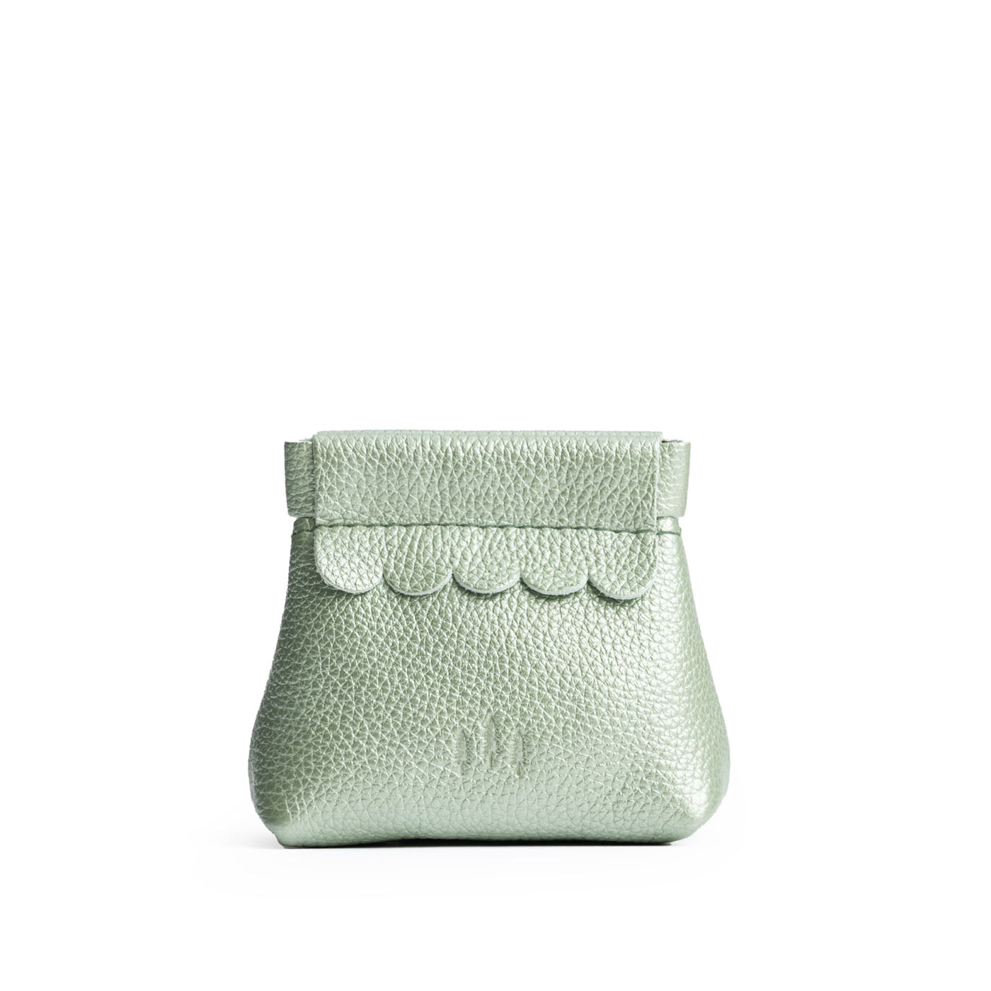 Small Leather Coin Pouch with Scalloped Detail - Stylish & Secure