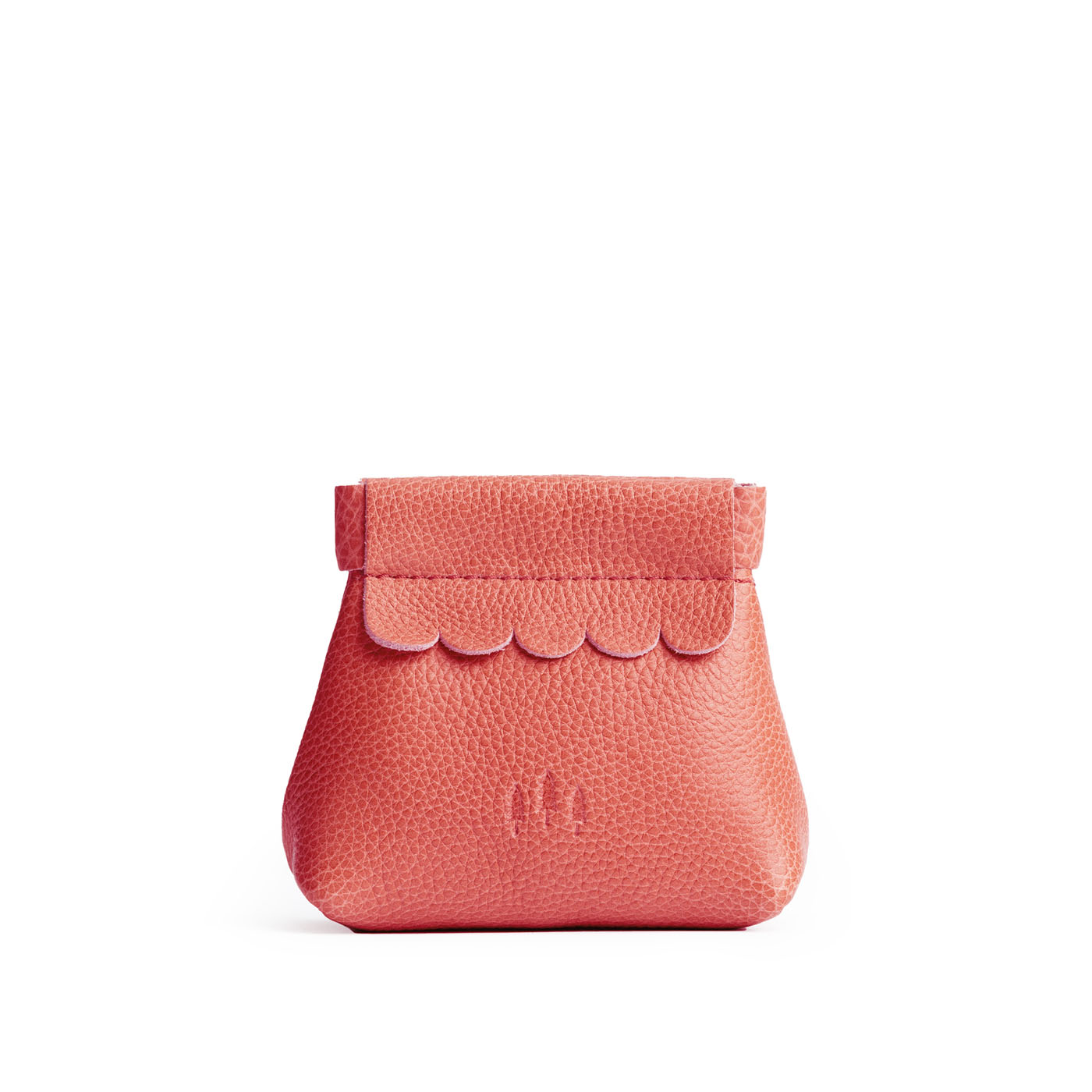 Small Leather Coin Pouch with Scalloped Detail - Stylish & Secure