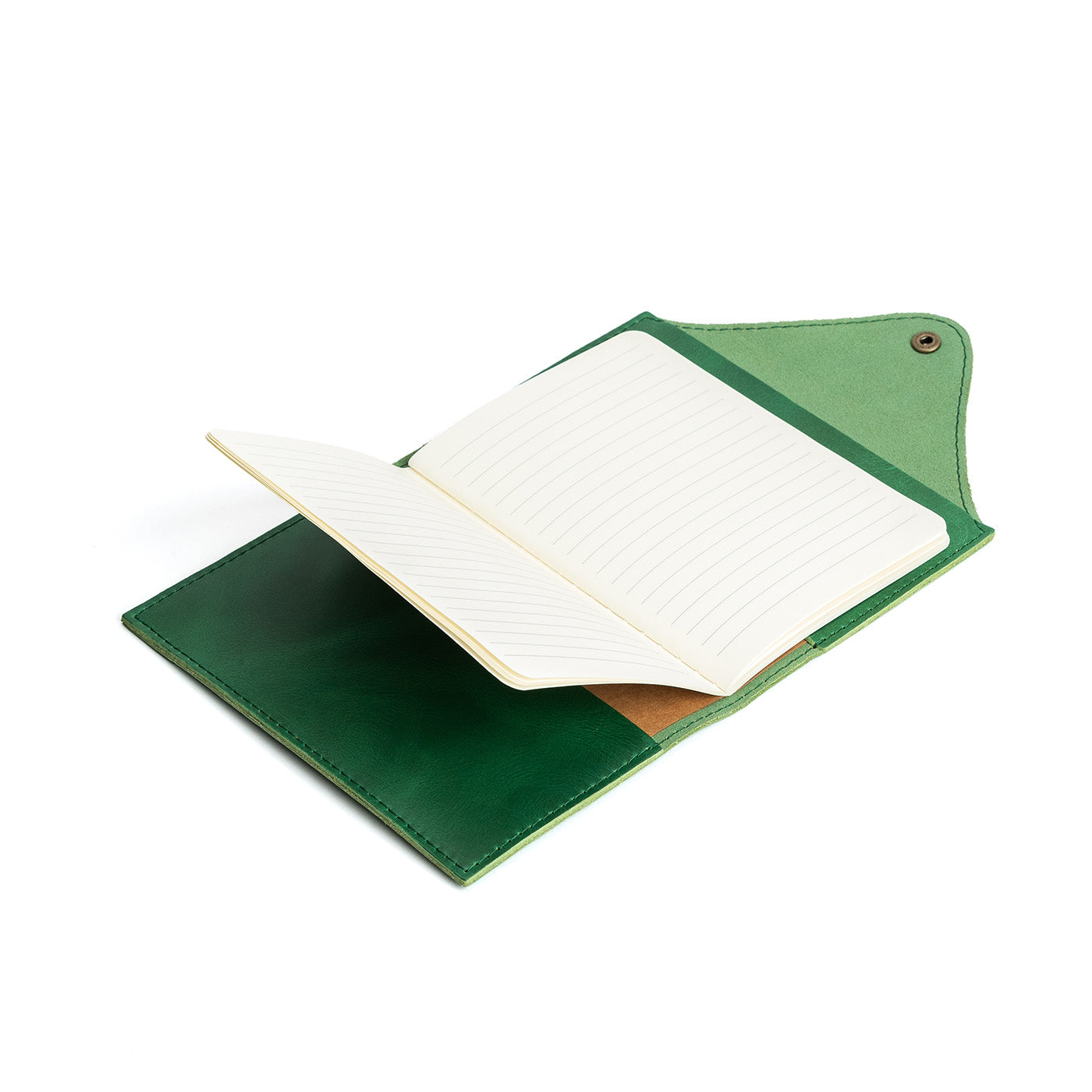 Refillable Leather Snap Journal with Pocket – Cream Paper