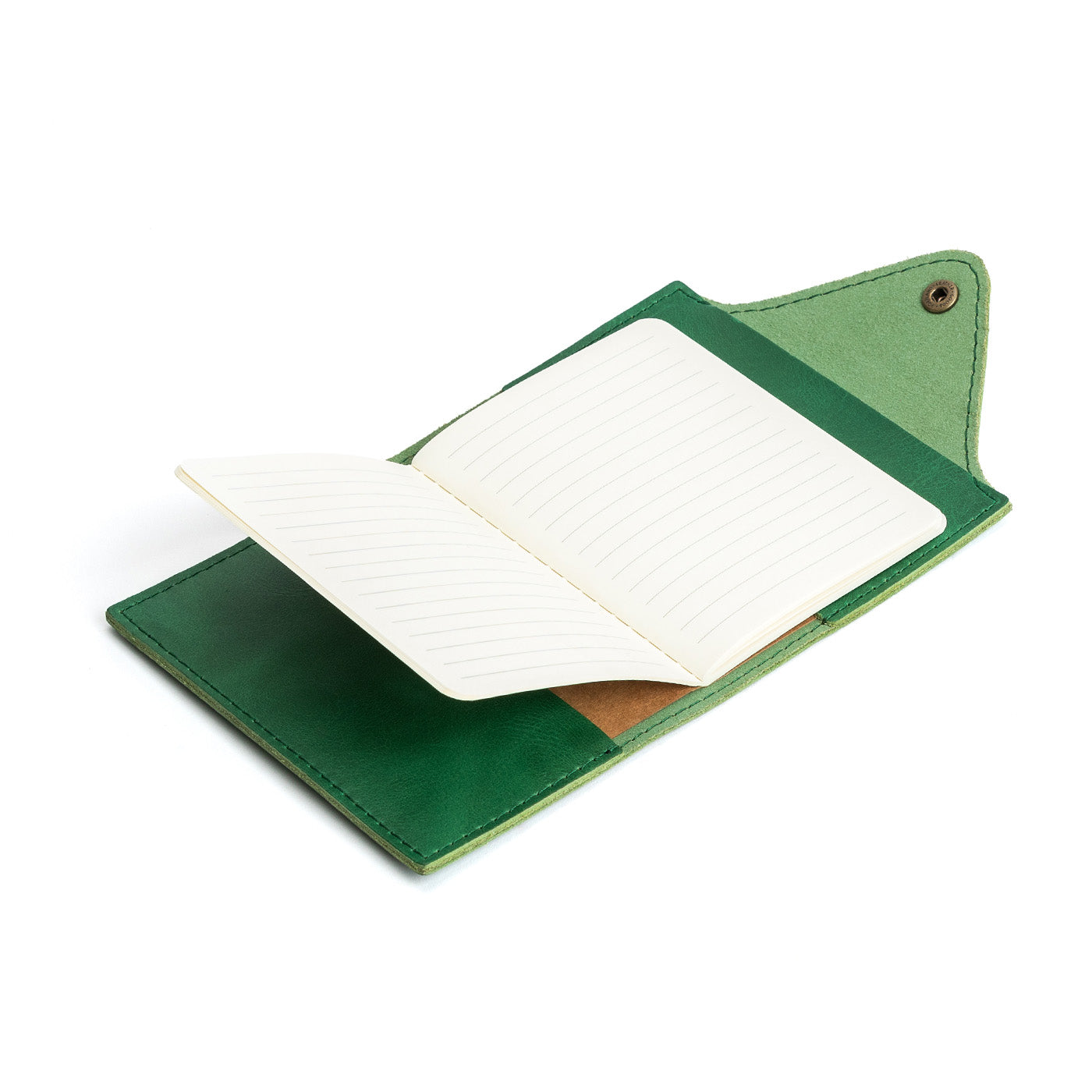 Refillable Leather Snap Journal with Pocket – Cream Paper