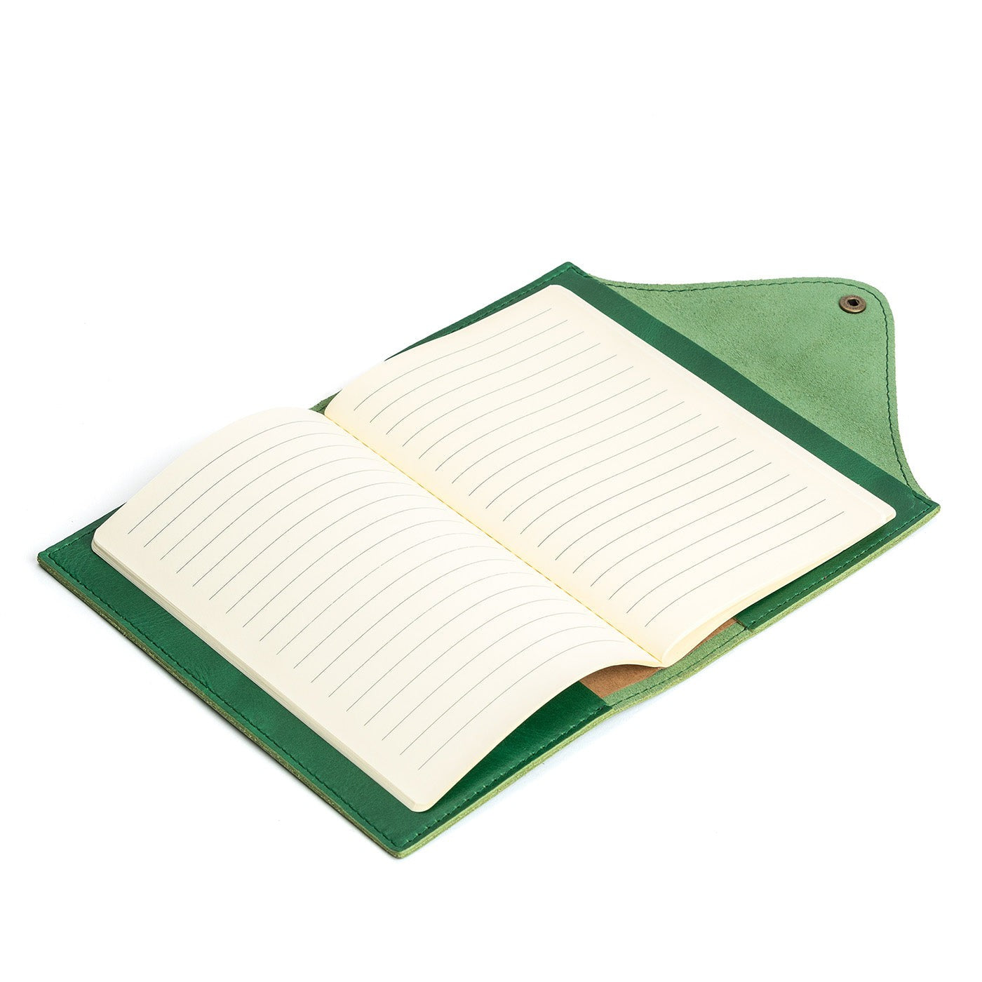 Refillable Leather Snap Journal with Pocket – Cream Paper
