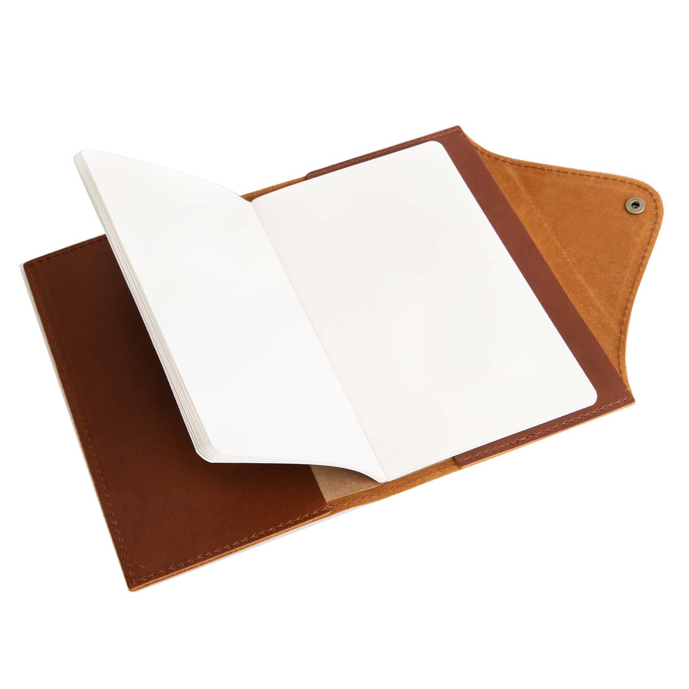 Refillable Leather Snap Journal with Pocket – Cream Paper