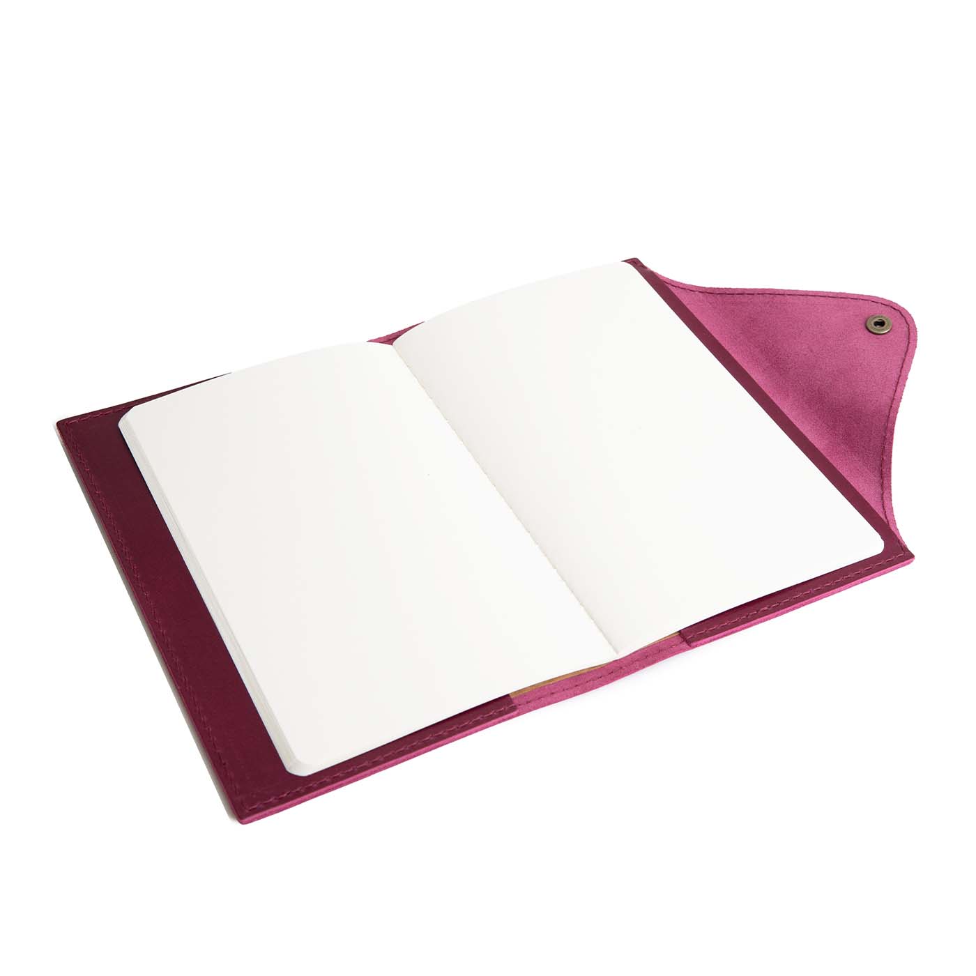 Refillable Leather Snap Journal with Pocket – Cream Paper