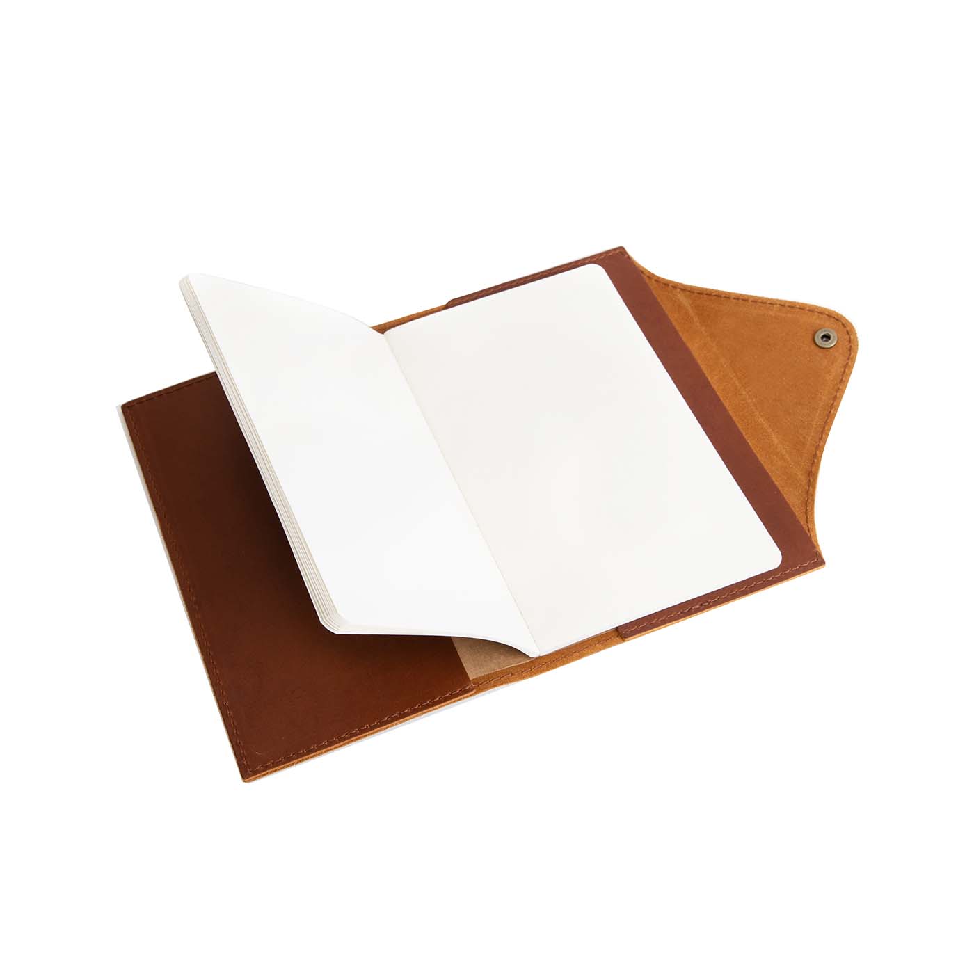 Refillable Leather Snap Journal with Pocket – Cream Paper