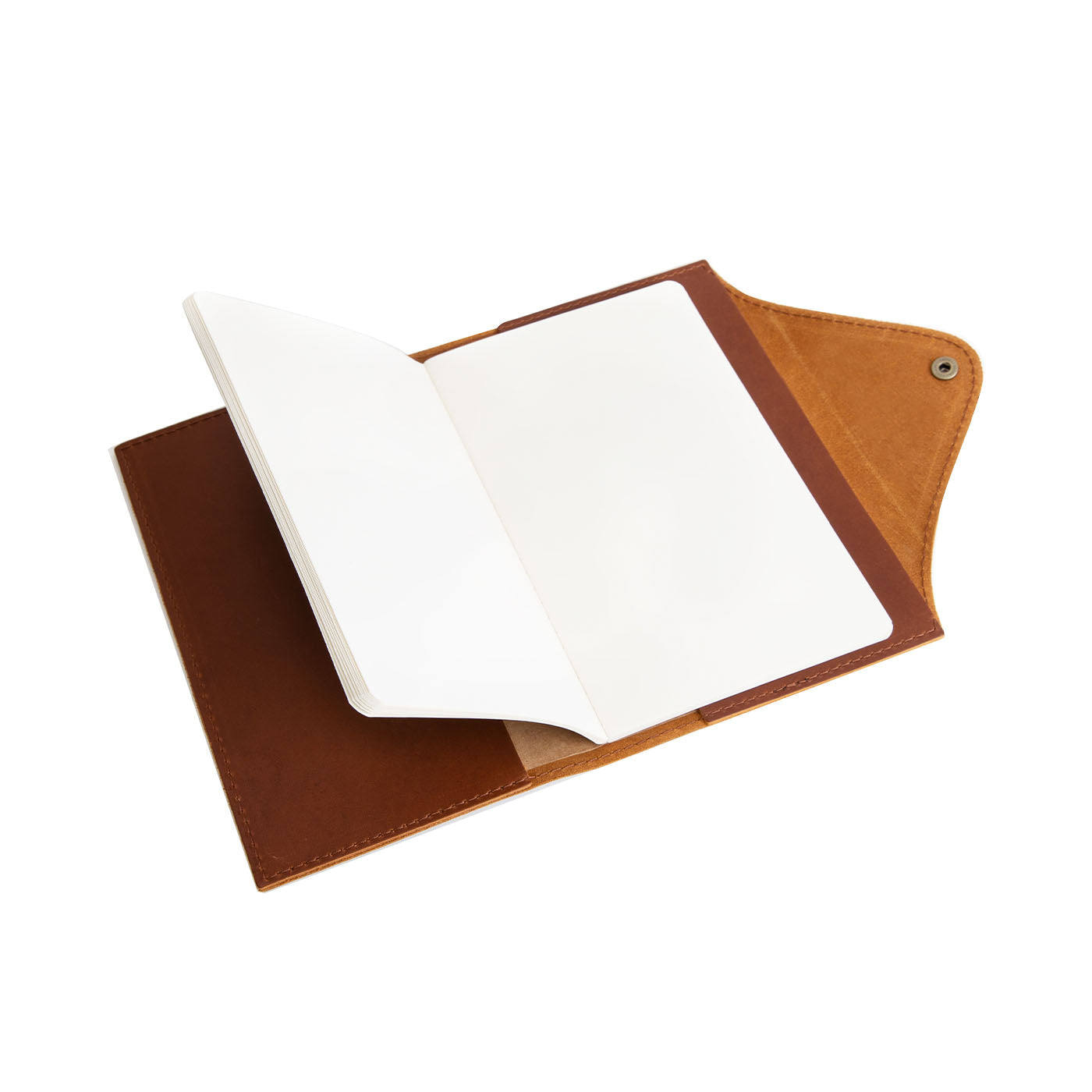 Refillable Leather Snap Journal with Pocket – Cream Paper