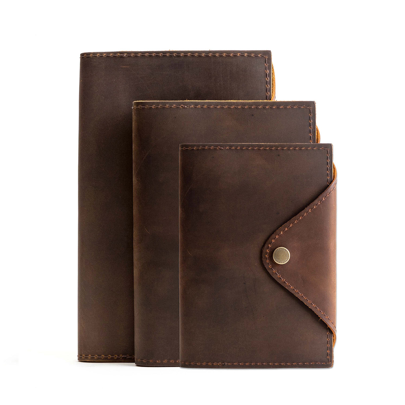 Refillable Leather Snap Journal with Pocket – Cream Paper