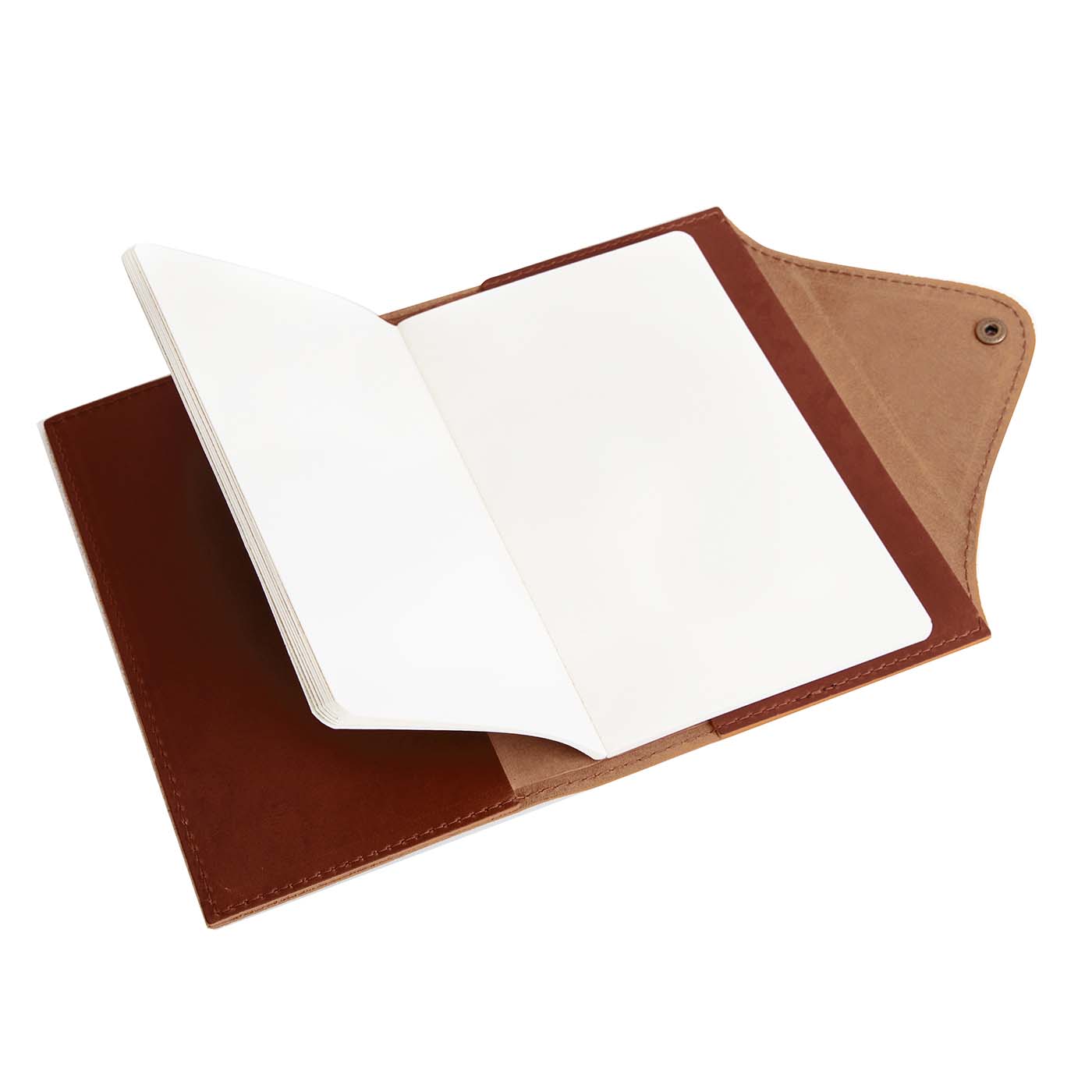 Refillable Leather Snap Journal with Pocket – Cream Paper