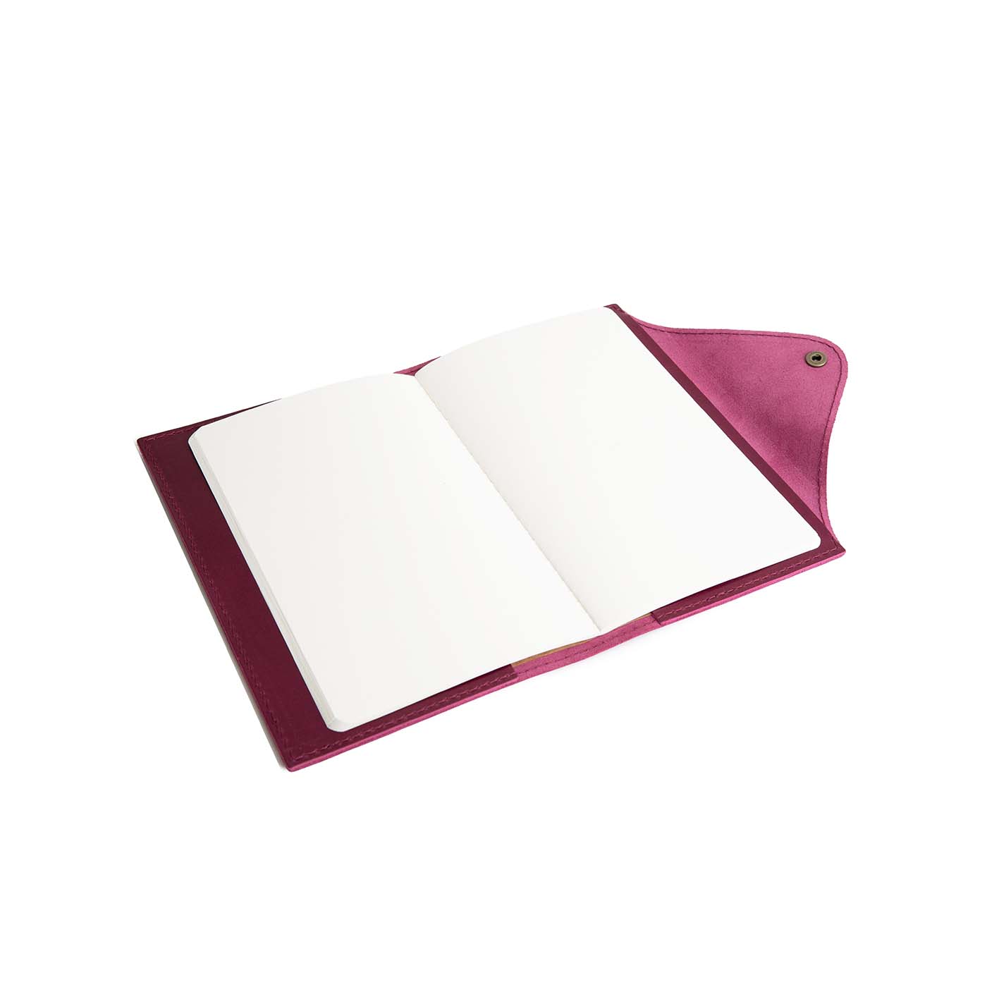 Refillable Leather Snap Journal with Pocket – Cream Paper