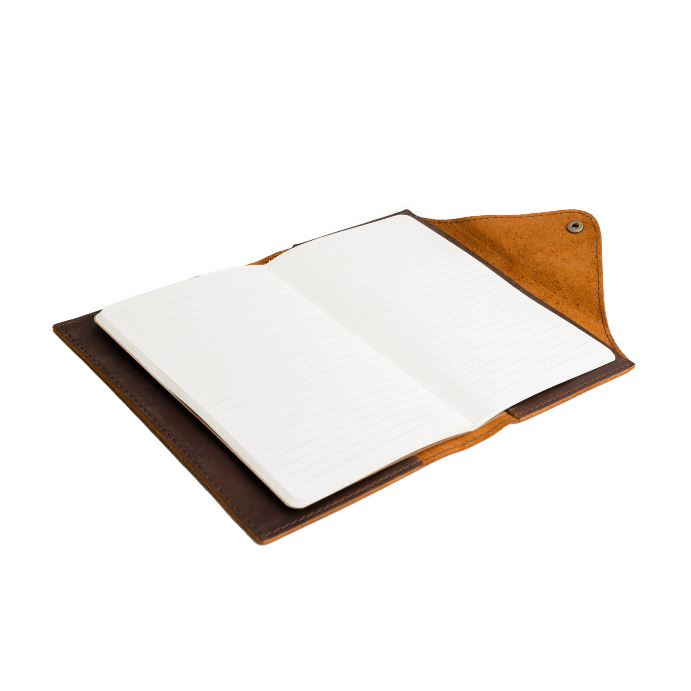 Refillable Leather Snap Journal with Pocket – Cream Paper