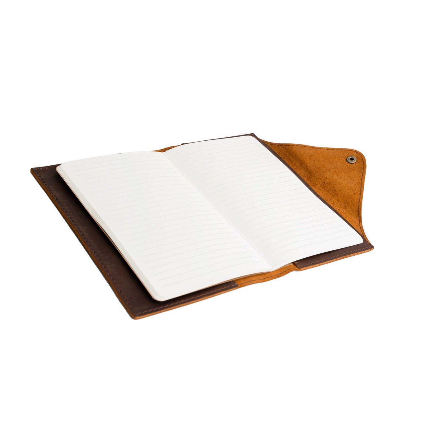 Refillable Leather Snap Journal with Pocket – Cream Paper